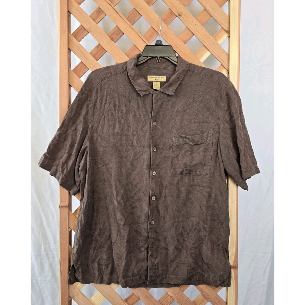 Caribbean‎ Joe Men's Silk Hawaiian Shirt - Brown - Size XL